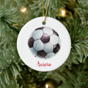 Aangepaste Voetbal Sportspeler Meisje Keramisch Ornament