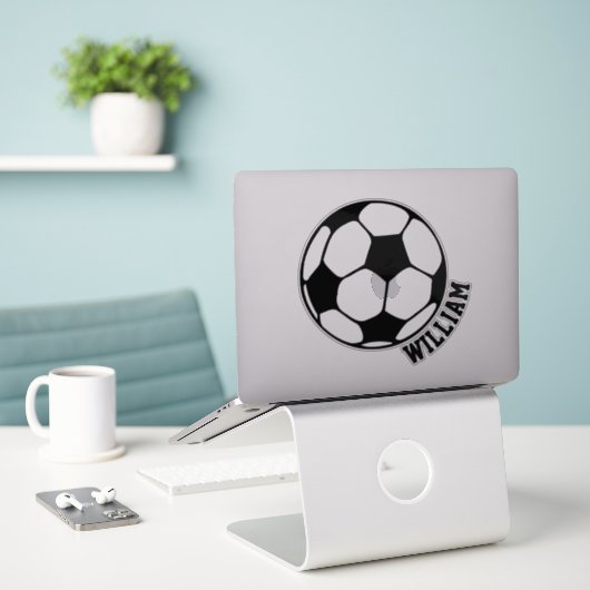 Aangepaste Voetbal Sticker (Laptop op bureau)