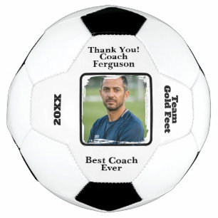 Aangepaste voetbalcoach foto bedankt voetbal