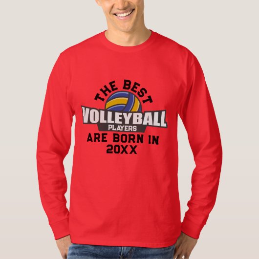 Aangepaste Volleybal Geboorte Jaar Naam Nummer T-shirt (Voorkant)