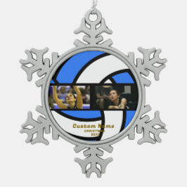 Aangepaste Volleybal Gepersonaliseerde Foto Orname Tin Sneeuwvlok Ornament