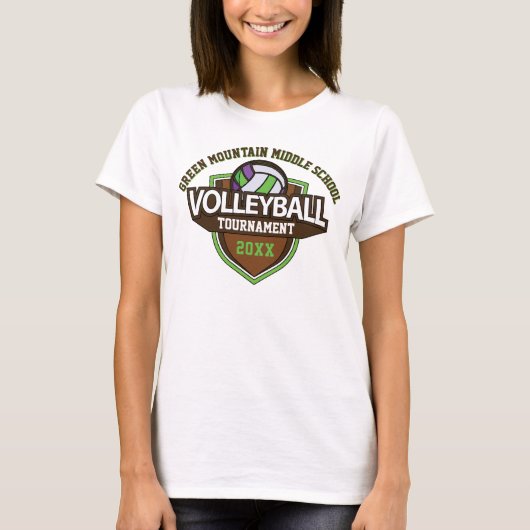 Aangepaste volleybal toernooi jaar naam nummer t-shirt (Voorkant)