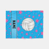 Aangepaste volleybalblauwe roze sterren fleece deken (Voorkant (Horizontaal))