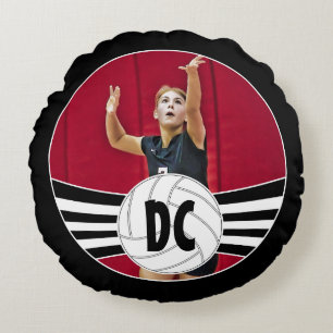 Aangepaste volleybalfoto's en Initialen / Jersey n Rond Kussen