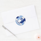 Aangepaste volleybalspeler Naam Blauw Wit Ronde Sticker (Envelop)