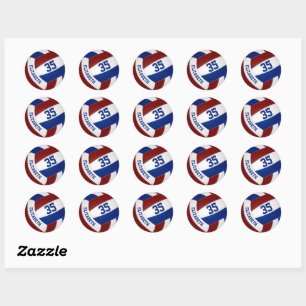 Aangepaste volleybalspeler naam Maroon Blue Ronde Sticker