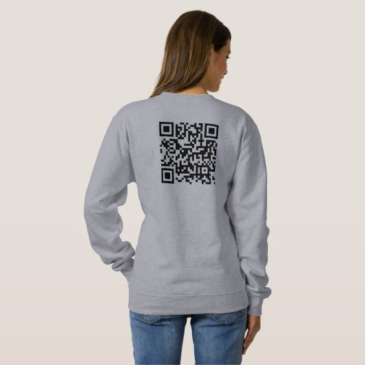 Aangepaste voor- & achterkant QR-code Dames Grijs Trui (Achterkant volledig)