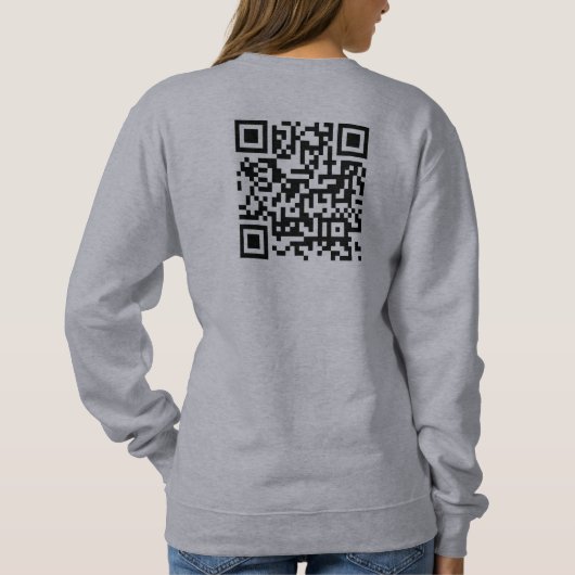Aangepaste voor- & achterkant QR-code Dames Grijs Trui (Achterkant)