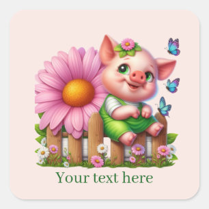 Aangepaste voor lieve varkensliefhebbers vierkante sticker