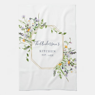 Aangepaste voorjaarsbloemen keukenhanddoek