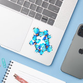 Aangepaste vorm blauwe bloem artsy sticker (Laptop met iPhone)