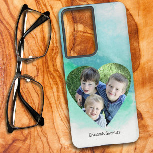 Aangepaste vorm van hartvorm Foto groene Waterverf Samsung Galaxy Hoesje