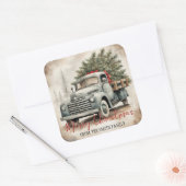 Aangepaste  Vrachtwagen Vrolijk Kerstfeest Vierkante Sticker (Envelop)