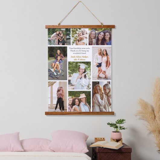 Aangepaste Vrienden Collage Vriendschap Quote Hangend Wandkleed (Slaapkamer)