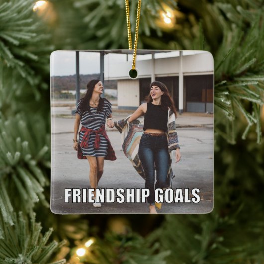 Aangepaste vriendschapsfoto Funny Friendship Goals Keramisch Ornament (Boom)