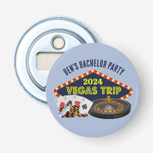 Aangepaste vrijgezellenfeest Las Vegas Trip Casino Button Flesopener