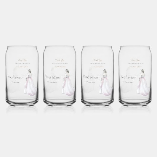 Aangepaste Vrijgezellenfeest trouwjurk Dank u Blikvorm Glas (Achterkant)