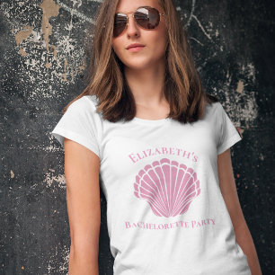 Aangepaste vrijgezellenfeest zeeschelp strand brui t-shirt