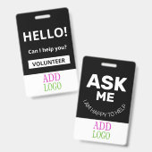 Aangepaste vrijwilliger - Fotopas- Naam ID Badge (Voor- en achterkant)