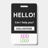 Aangepaste vrijwilliger - Fotopas- Naam ID Badge (Voorzijde)