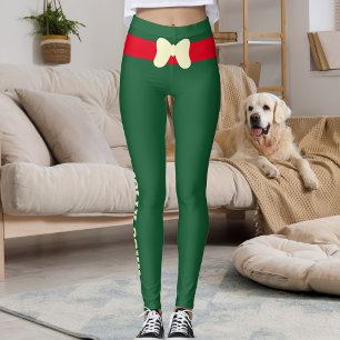 Aangepaste vrolijk kerstfeest rode ivoor lint jage leggings