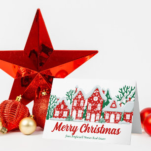 Aangepaste vrolijk kerstfeest vastgoedbedrijf huiz feestdagen kaart