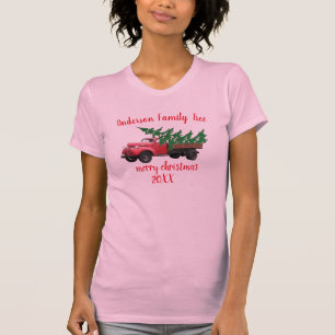 Aangepaste vrolijke kerstboom vrachtwagen vrouwen  t-shirt