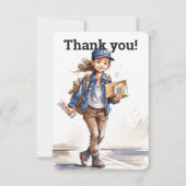 Aangepaste Vrouw Letter Carrier Bedankkaart (Voorkant)