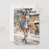 Aangepaste Vrouw Letter Carrier Kerstmis Bedankkaart (Voorkant)