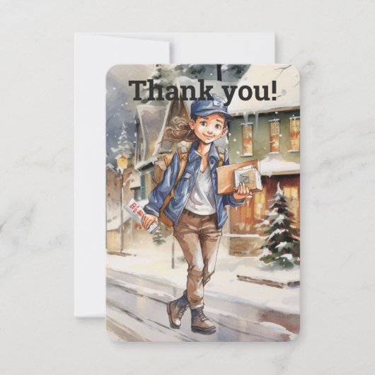 Aangepaste Vrouw Letter Carrier Kerstmis Bedankkaart (Voorkant)