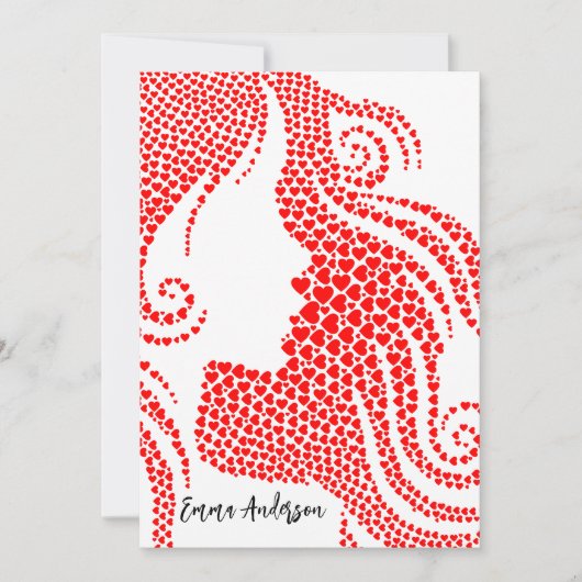 Aangepaste vrouw silhouet in harten | Bon Voyage Kaart (Voorkant)