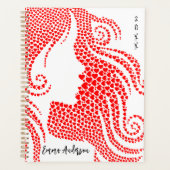 Aangepaste vrouw silhouet in rode harten | Bon Voy Planner (Voorkant)