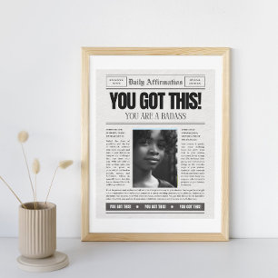 Aangepaste Vrouwen Affirmaties Krant Hoesje Pagina Canvas Afdruk