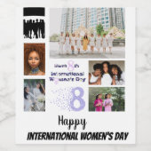 Aangepaste vrouwendag 8 Fotocollage Wijn Etiket (Enkel label)
