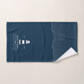 Aangepaste vuurtoren Boat Naam Blauw Nautisch Bad Handdoek (Handdoek)