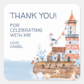 Aangepaste Vuurtoren Nautisch Vierkante Sticker (Voorkant)