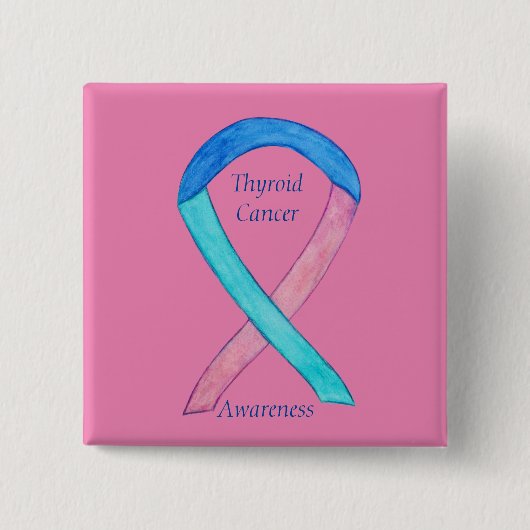 Aangepaste waakzaamheid voor schildklierkanker lin vierkante button 5,1 cm (Voorkant)