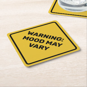 Aangepaste waarschuwing Diamond Sign Vierkante Kartonnen Onderzetter