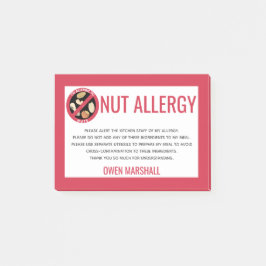 Aangepaste Waarschuwing Pinda Boomnoot Allergie Re Post-it® Notes