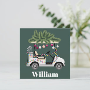Aangepaste wagennaam Golfballen Kerst Golfer Feestdagenkaart