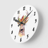 Aangepaste Wall Clock boho hert Buck Head Browni Ronde Klok (Hoek)