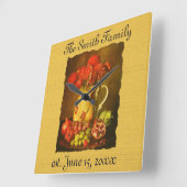 Aangepaste wandklok met fruit en bloemen vierkante klok (Hoek)