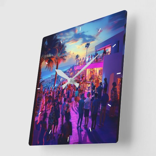 Aangepaste wandklok Voeg uw eigen fotosjabloon toe Vierkante Klok (Hoek)