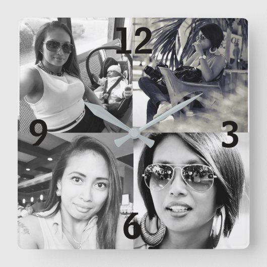 Aangepaste wandklok voor foto's vierkante klok (Voorkant)