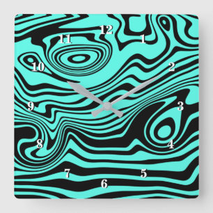 Aangepaste wandklok voor kleuren met Abstracte zwa Vierkante Klok