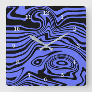 Aangepaste wandklok voor kleuren met golven - blau vierkante klok