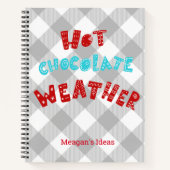 Aangepaste warme chocolademelk weer Buffalo Plaid Notitieboek (Voorkant)