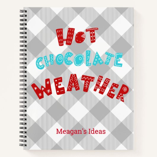 Aangepaste warme chocolademelk weer Buffalo Plaid Notitieboek (Voorkant)