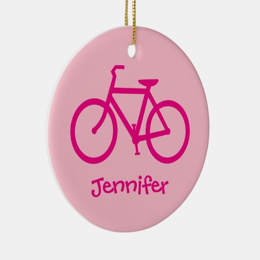 Aangepaste warmroze fiets keramisch ornament (Rechts)