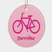 Aangepaste warmroze fiets keramisch ornament (Links)